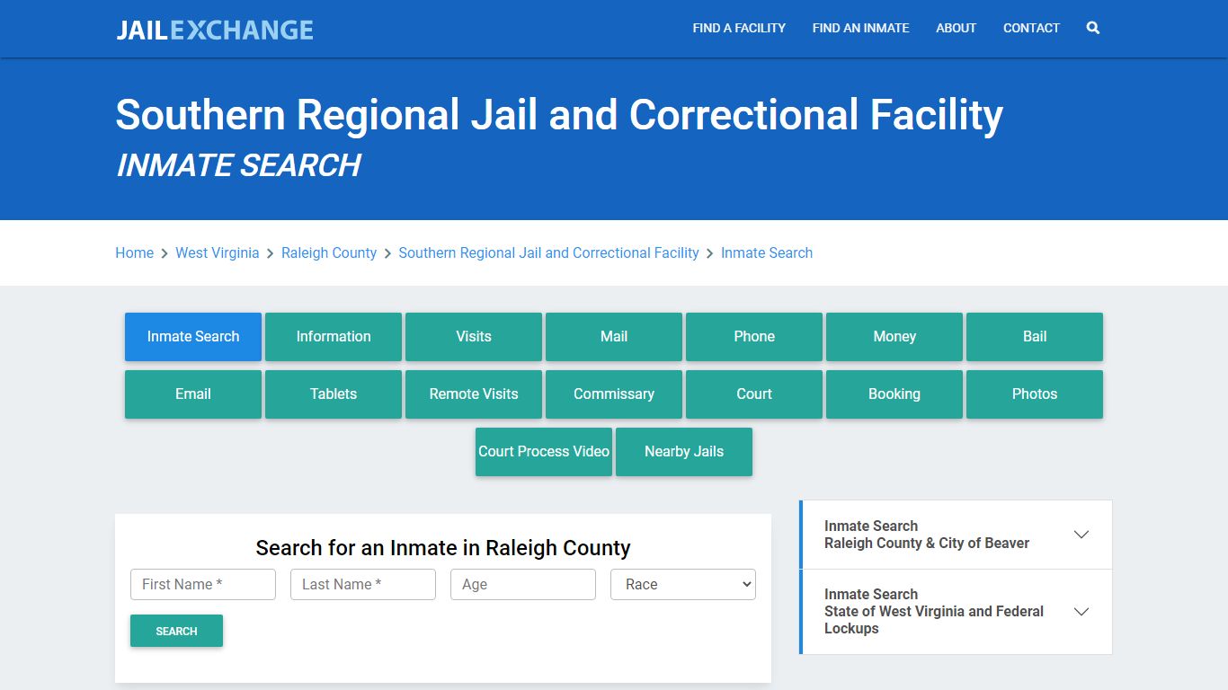 Southern Regional Jail and Correctional Facility Inmate Search