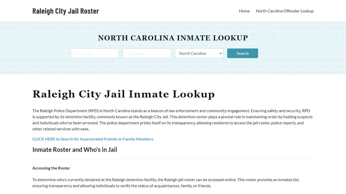 Raleigh Police Department & City Jail, NC Inmate Roster, Arrests, Mugshots